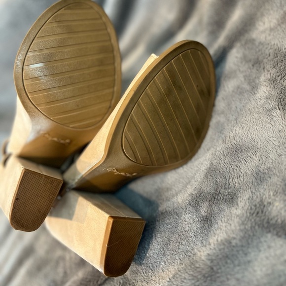 Qupid Beige Peep Toe Bootie with Ankle Strap - Picture 10 of 10